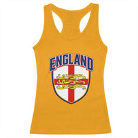 England Flag Lion Crest St George Cross Shield Crest Racerback Tank Top Vintage Patriotic English Sport Fan Graphic