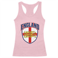 England Flag Lion Crest St George Cross Shield Crest Racerback Tank Top Vintage Patriotic English Sport Fan Graphic