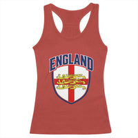 England Flag Lion Crest St George Cross Shield Crest Racerback Tank Top Vintage Patriotic English Sport Fan Graphic