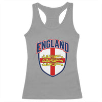 England Flag Lion Crest St George Cross Shield Crest Racerback Tank Top Vintage Patriotic English Sport Fan Graphic