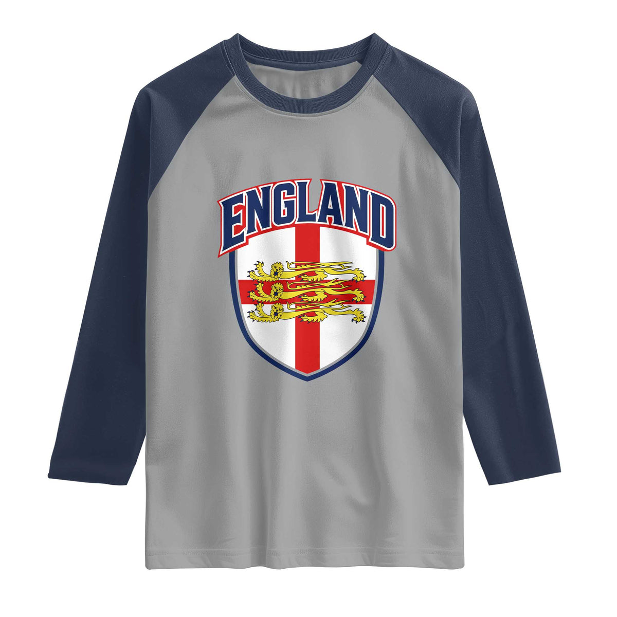England Flag Lion Crest St George Cross Shield Crest Raglan Shirt Vintage Patriotic English Sport Fan Graphic