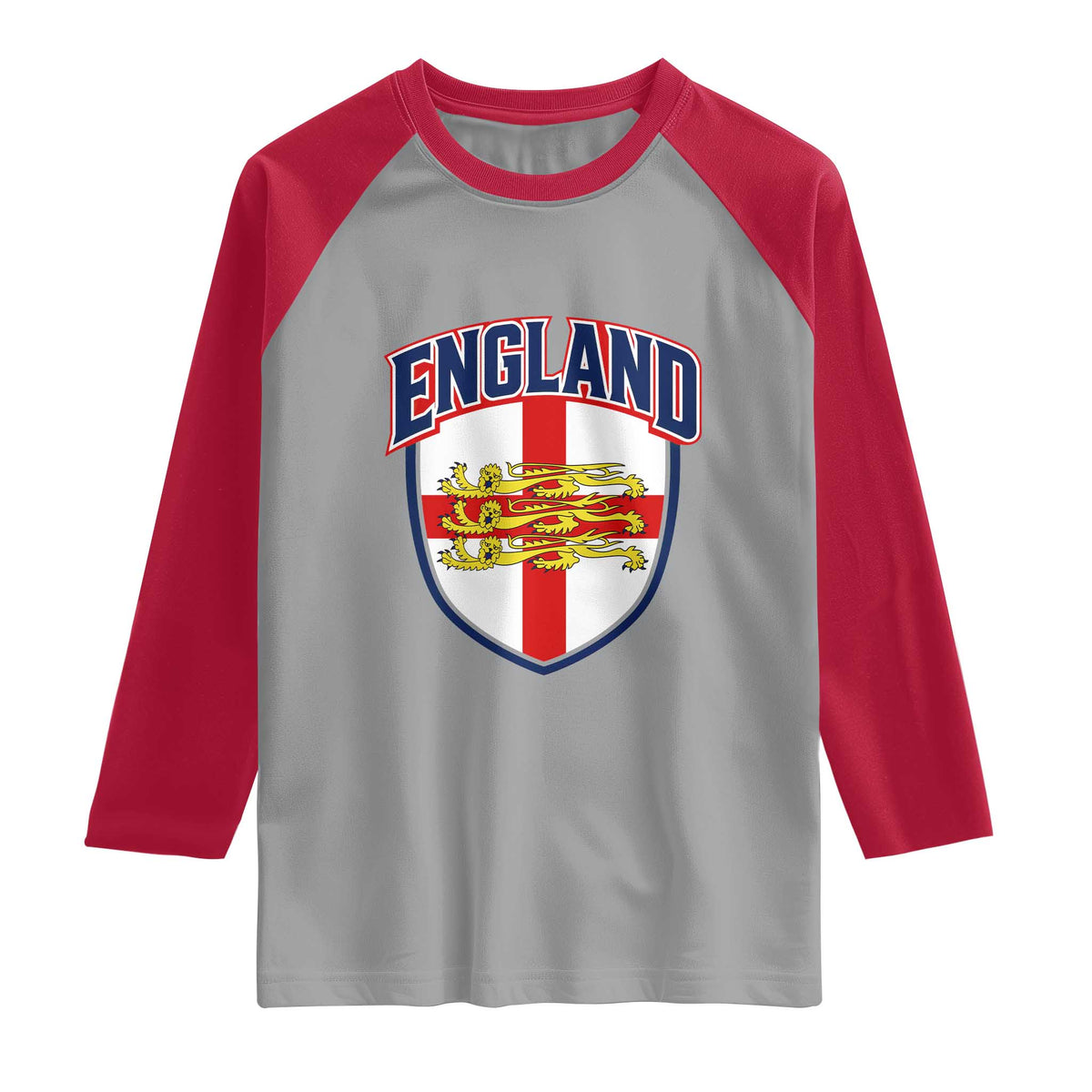 England Flag Lion Crest St George Cross Shield Crest Raglan Shirt Vintage Patriotic English Sport Fan Graphic