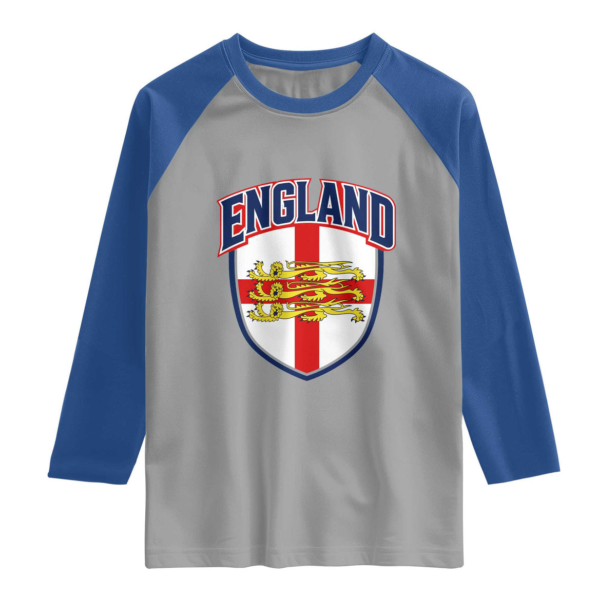England Flag Lion Crest St George Cross Shield Crest Raglan Shirt Vintage Patriotic English Sport Fan Graphic