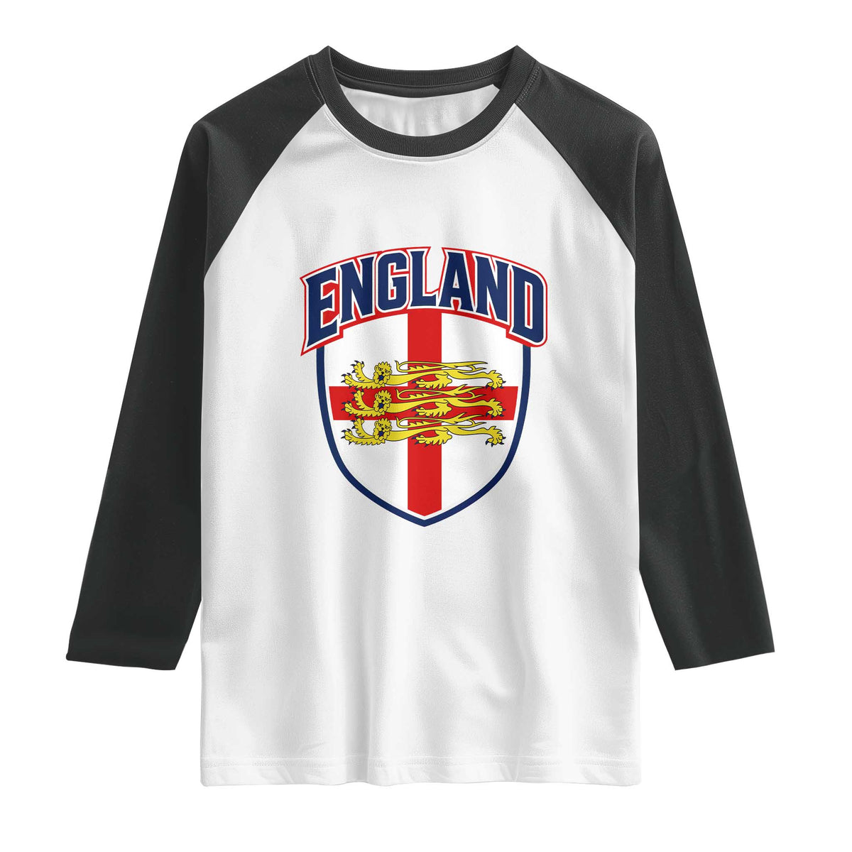 England Flag Lion Crest St George Cross Shield Crest Raglan Shirt Vintage Patriotic English Sport Fan Graphic