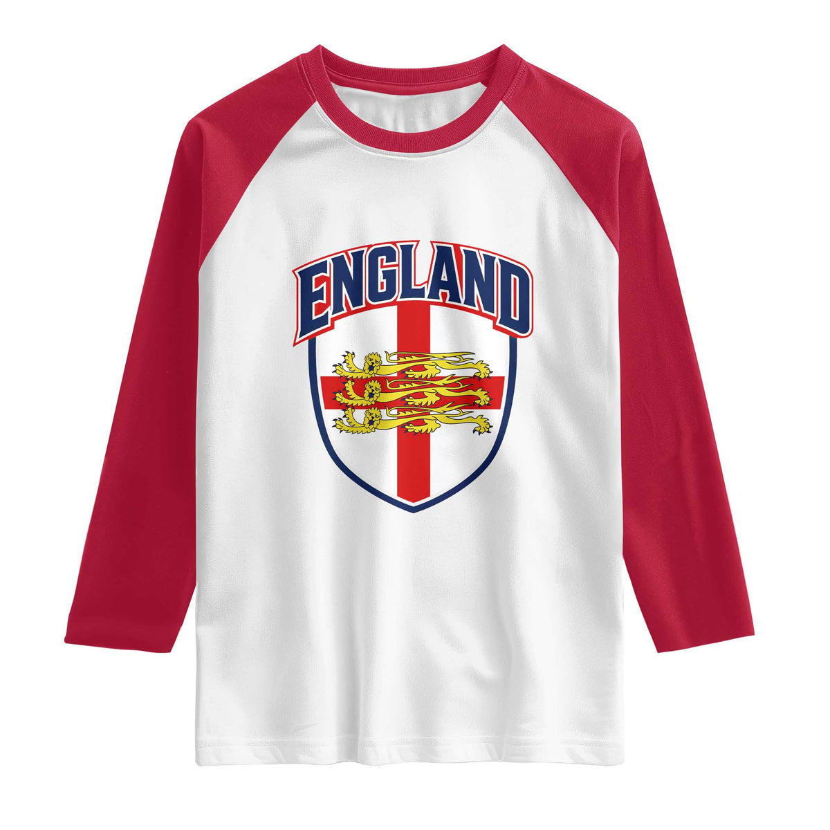 England Flag Lion Crest St George Cross Shield Crest Raglan Shirt Vintage Patriotic English Sport Fan Graphic