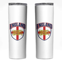 England Flag Lion Crest St George Cross Shield Crest Skinny Tumbler Vintage Patriotic English Sport Fan Graphic