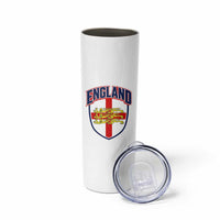 England Flag Lion Crest St George Cross Shield Crest Skinny Tumbler Vintage Patriotic English Sport Fan Graphic