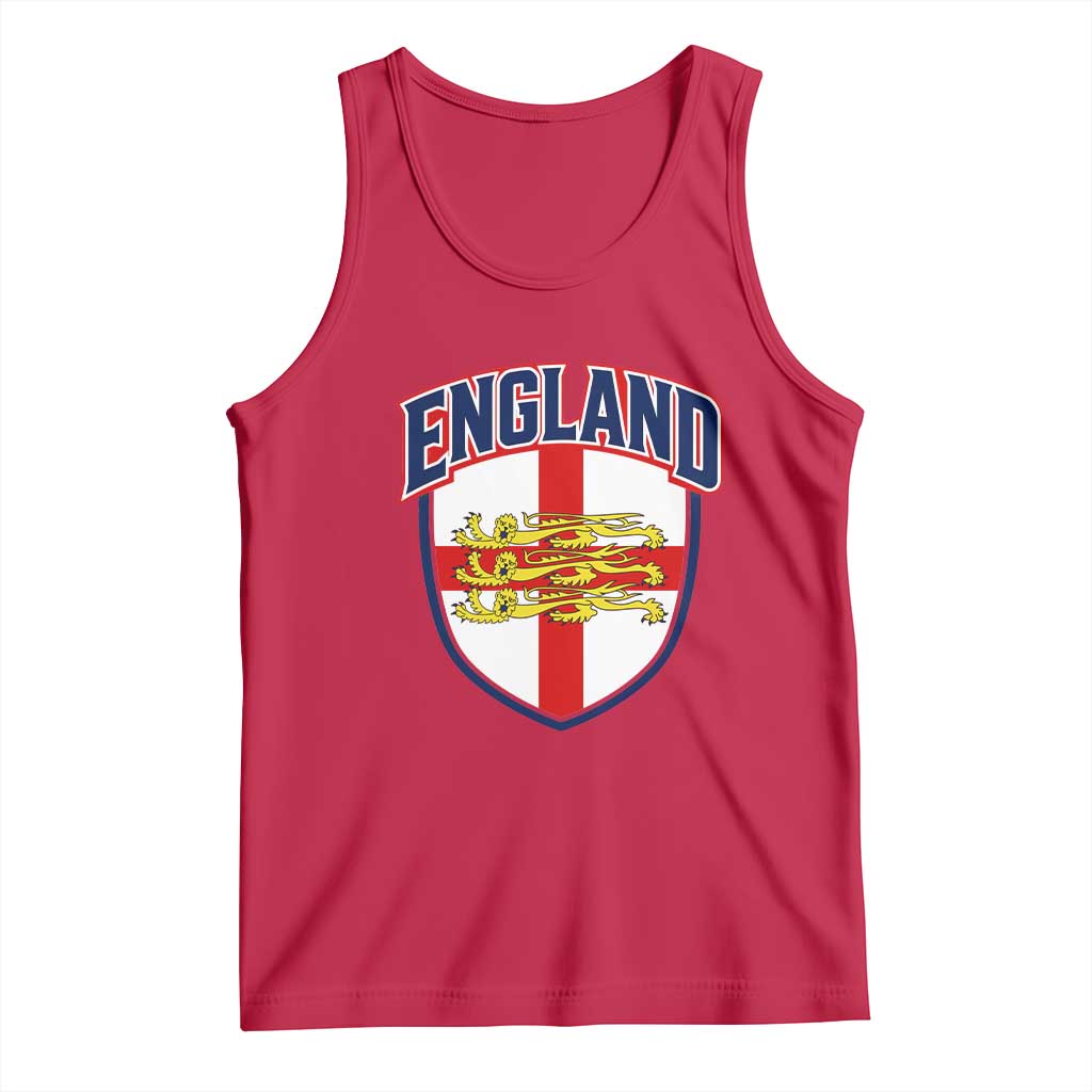 England Flag Lion Crest St George Cross Shield Crest Tank Top Vintage Patriotic English Sport Fan Graphic