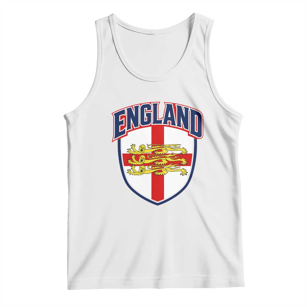 England Flag Lion Crest St George Cross Shield Crest Tank Top Vintage Patriotic English Sport Fan Graphic