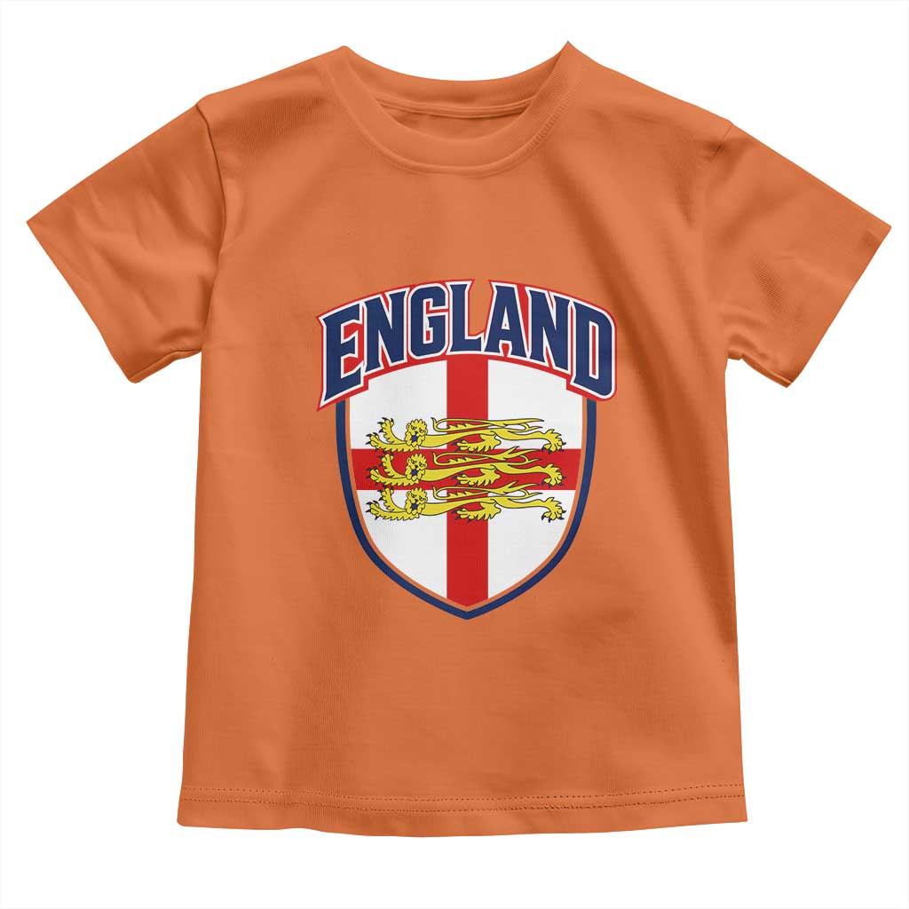 England Flag Lion Crest St George Cross Shield Crest Toddler T Shirt Vintage Patriotic English Sport Fan Graphic