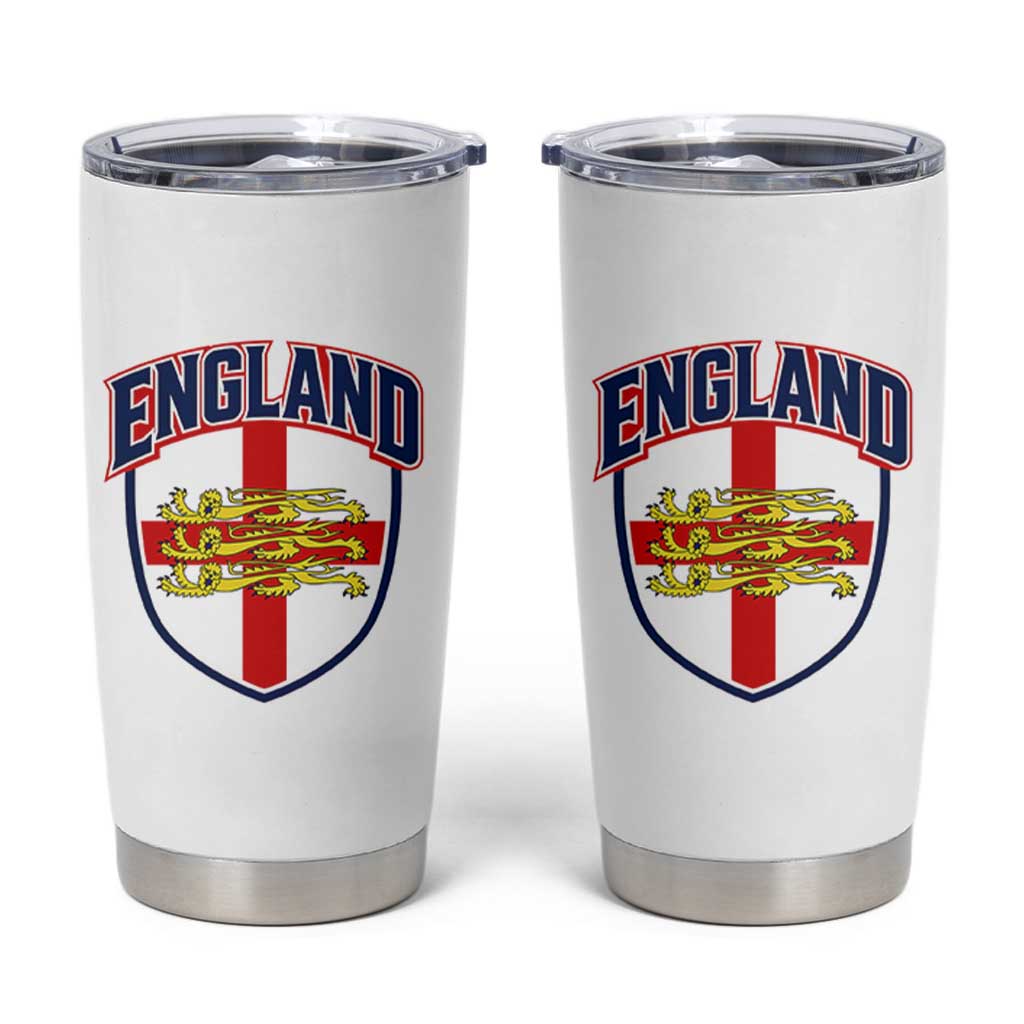 England Flag Lion Crest St George Cross Shield Crest Tumbler Cup Vintage Patriotic English Sport Fan Graphic