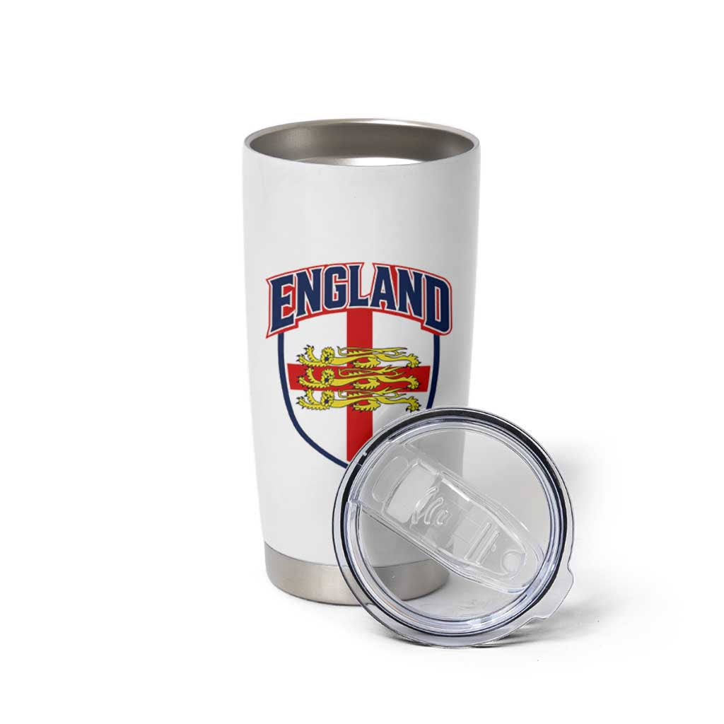 England Flag Lion Crest St George Cross Shield Crest Tumbler Cup Vintage Patriotic English Sport Fan Graphic
