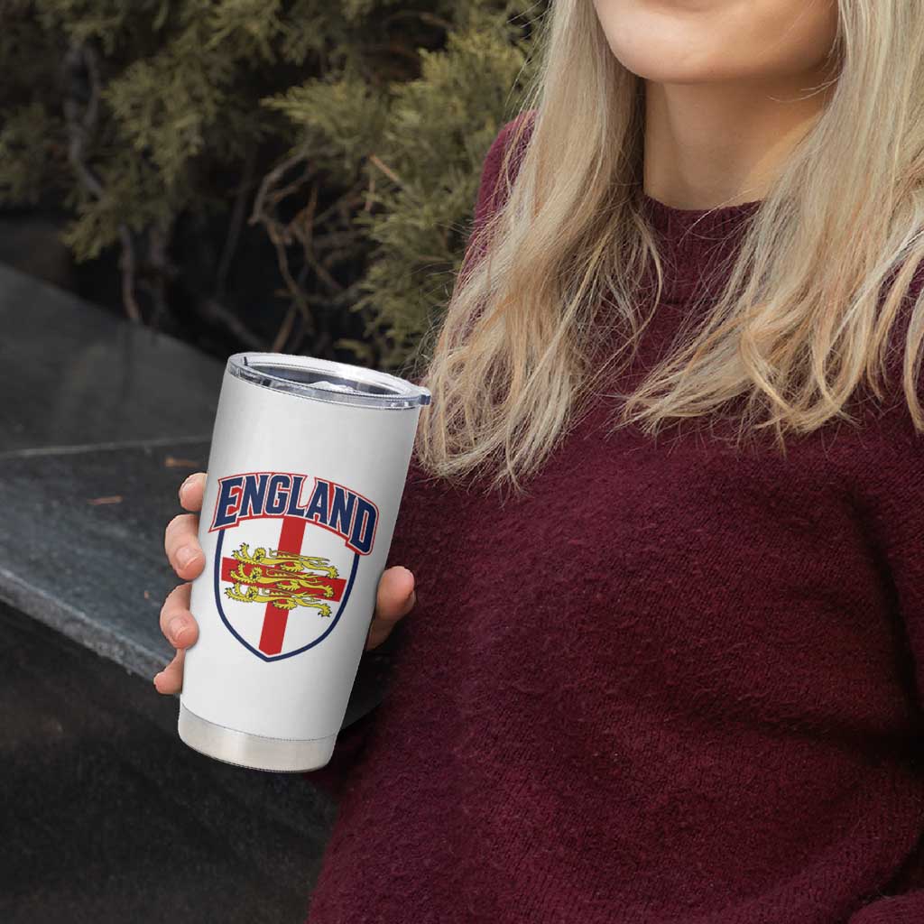 England Flag Lion Crest St George Cross Shield Crest Tumbler Cup Vintage Patriotic English Sport Fan Graphic