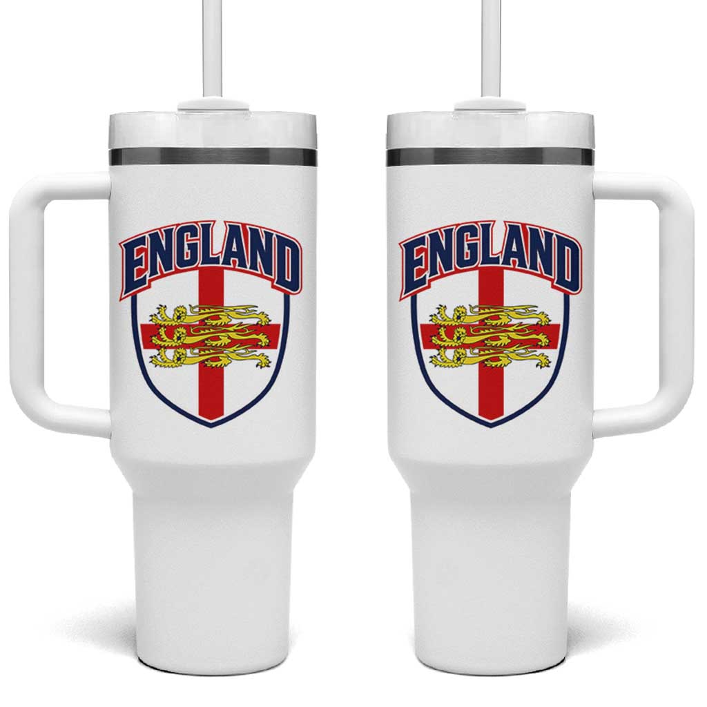 England Flag Lion Crest St George Cross Shield Crest Tumbler With Handle Vintage Patriotic English Sport Fan Graphic