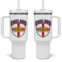 England Flag Lion Crest St George Cross Shield Crest Tumbler With Handle Vintage Patriotic English Sport Fan Graphic