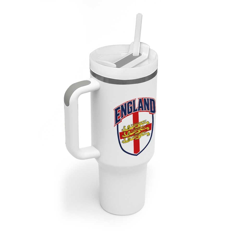 England Flag Lion Crest St George Cross Shield Crest Tumbler With Handle Vintage Patriotic English Sport Fan Graphic