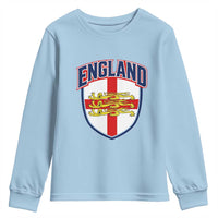 England Flag Lion Crest St George Cross Shield Crest Youth Sweatshirt Vintage Patriotic English Sport Fan Graphic