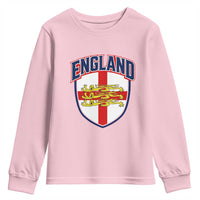England Flag Lion Crest St George Cross Shield Crest Youth Sweatshirt Vintage Patriotic English Sport Fan Graphic