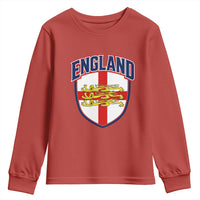 England Flag Lion Crest St George Cross Shield Crest Youth Sweatshirt Vintage Patriotic English Sport Fan Graphic