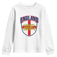 England Flag Lion Crest St George Cross Shield Crest Youth Sweatshirt Vintage Patriotic English Sport Fan Graphic