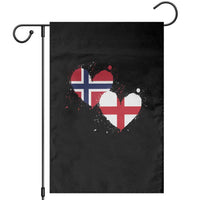 Distressed Norway and England Crossed Flags Dual Heart Graphic Garden Flag Love Half Norwegian Half English Pride