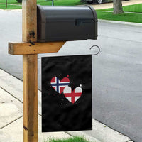 Distressed Norway and England Crossed Flags Dual Heart Graphic Garden Flag Love Half Norwegian Half English Pride