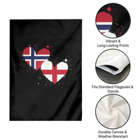 Distressed Norway and England Crossed Flags Dual Heart Graphic Garden Flag Love Half Norwegian Half English Pride