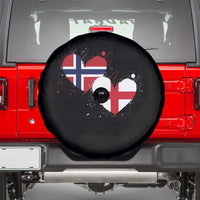 Distressed Norway and England Crossed Flags Dual Heart Graphic Spare Tire Cover Love Half Norwegian Half English Pride
