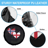 Distressed Norway and England Crossed Flags Dual Heart Graphic Spare Tire Cover Love Half Norwegian Half English Pride