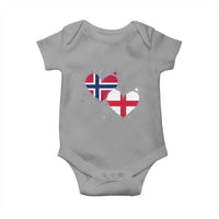 Distressed Norway and England Crossed Flags Dual Heart Graphic Baby Onesie Love Half Norwegian Half English Pride