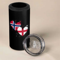 Distressed Norway and England Crossed Flags Dual Heart Graphic 4 in 1 Can Cooler Tumbler Love Half Norwegian Half English Pride