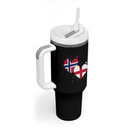 Distressed Norway and England Crossed Flags Dual Heart Graphic Tumbler With Handle Love Half Norwegian Half English Pride