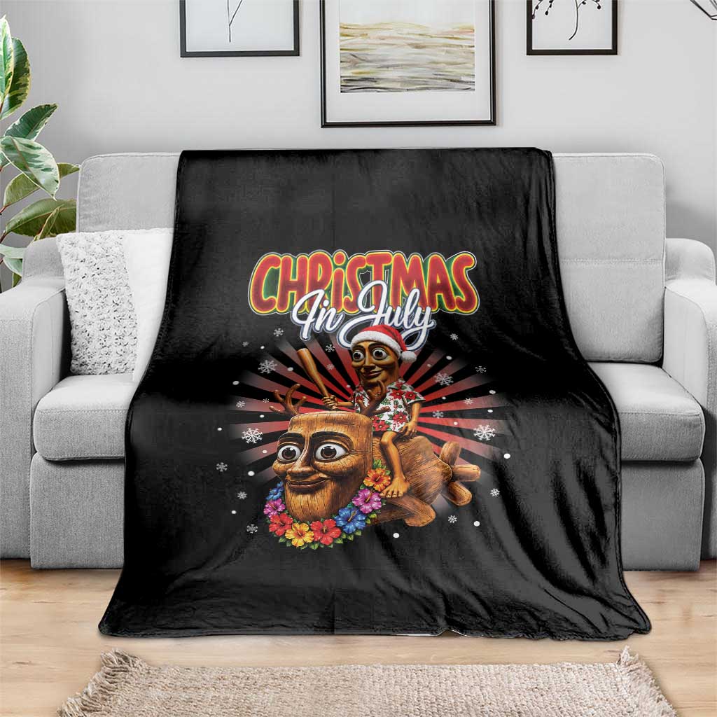 Christmas In July Tung Tung Tung TTT Sahur Cursed Meme Throw Blanket Funny Ironic Tropical Summer Hawaiian Holiday Surreal
