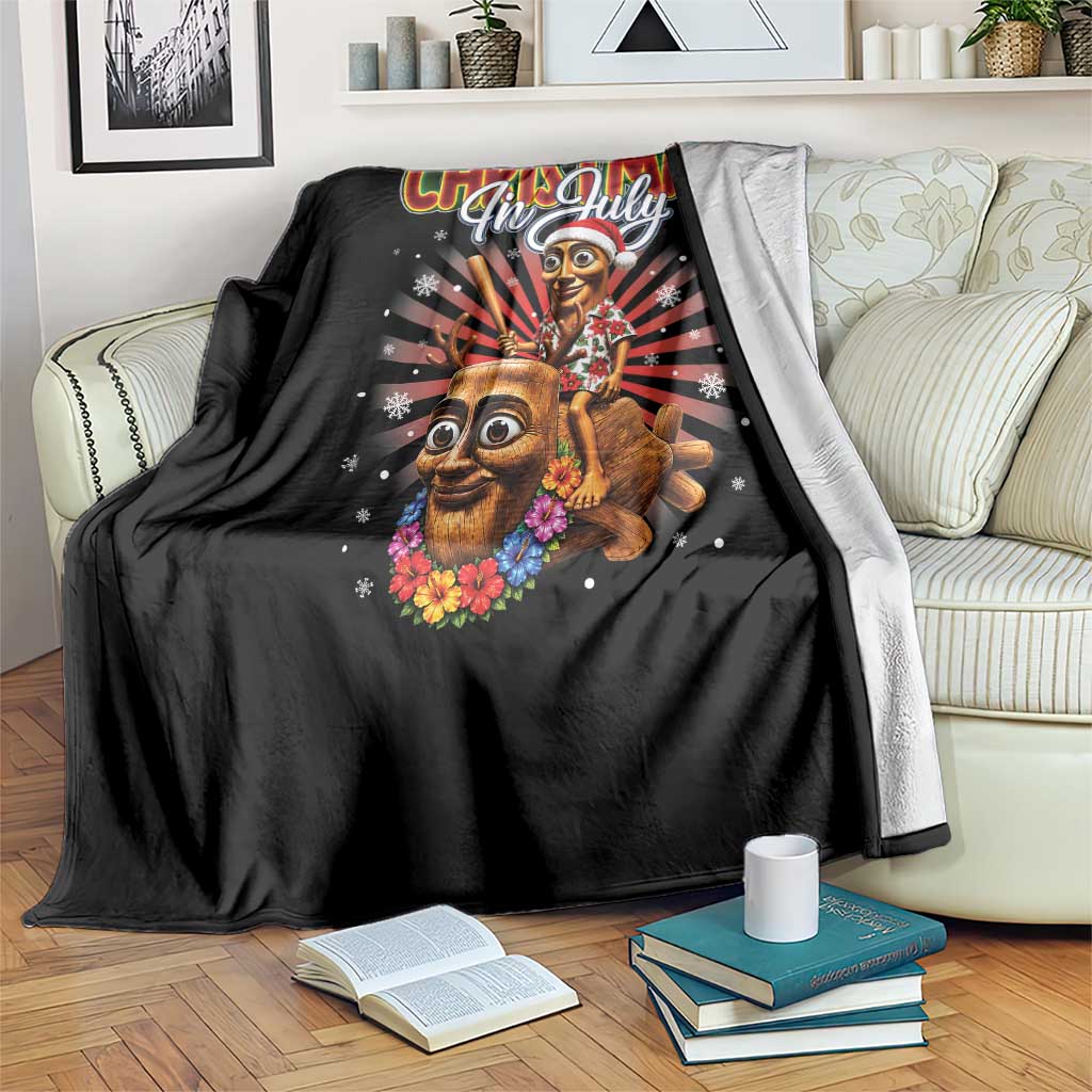 Christmas In July Tung Tung Tung TTT Sahur Cursed Meme Throw Blanket Funny Ironic Tropical Summer Hawaiian Holiday Surreal