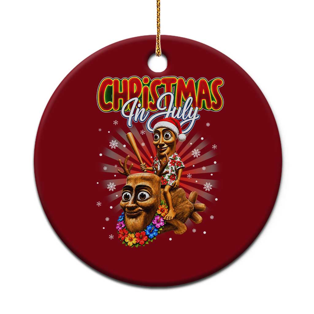 Christmas In July Tung Tung Tung TTT Sahur Cursed Meme Ceramic Ornament Funny Ironic Tropical Summer Hawaiian Holiday Surreal