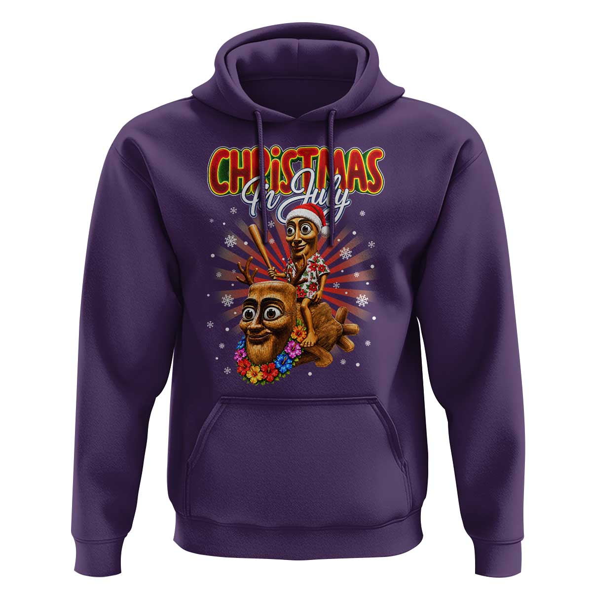 Christmas In July Tung Tung Tung TTT Sahur Cursed Meme Hoodie Funny Ironic Tropical Summer Hawaiian Holiday Surreal