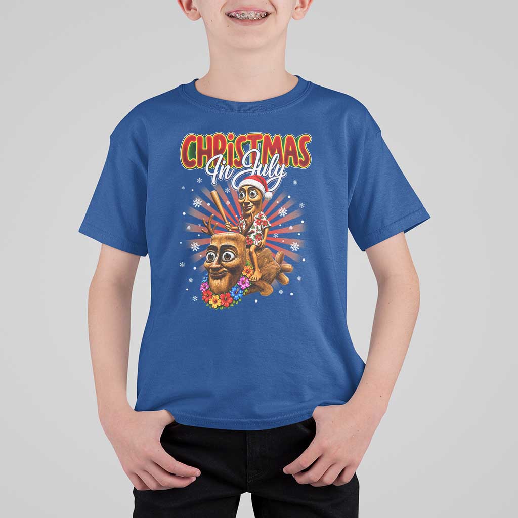 Christmas In July Tung Tung Tung TTT Sahur Cursed Meme T Shirt For Kid Funny Ironic Tropical Summer Hawaiian Holiday Surreal