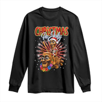 Christmas In July Tung Tung Tung TTT Sahur Cursed Meme Long Sleeve Shirt Funny Ironic Tropical Summer Hawaiian Holiday Surreal