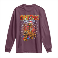 Christmas In July Tung Tung Tung TTT Sahur Cursed Meme Long Sleeve Shirt Funny Ironic Tropical Summer Hawaiian Holiday Surreal