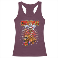 Christmas In July Tung Tung Tung TTT Sahur Cursed Meme Racerback Tank Top Funny Ironic Tropical Summer Hawaiian Holiday Surreal
