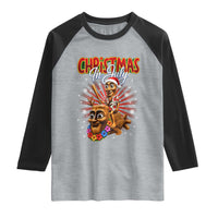 Christmas In July Tung Tung Tung TTT Sahur Cursed Meme Raglan Shirt Funny Ironic Tropical Summer Hawaiian Holiday Surreal