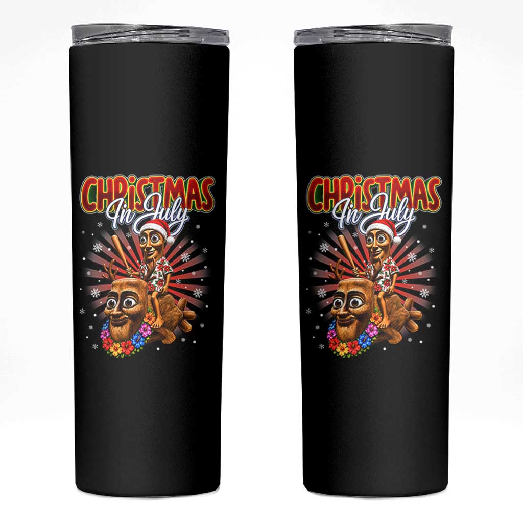 Christmas In July Tung Tung Tung TTT Sahur Cursed Meme Skinny Tumbler Funny Ironic Tropical Summer Hawaiian Holiday Surreal