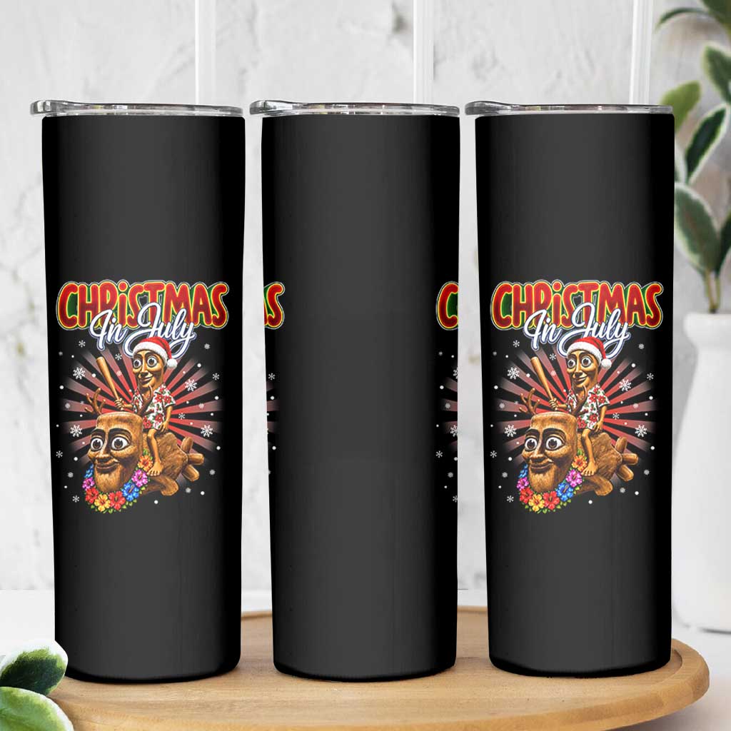 Christmas In July Tung Tung Tung TTT Sahur Cursed Meme Skinny Tumbler Funny Ironic Tropical Summer Hawaiian Holiday Surreal