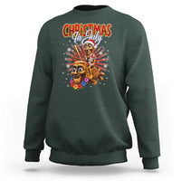 Christmas In July Tung Tung Tung TTT Sahur Cursed Meme Sweatshirt Funny Ironic Tropical Summer Hawaiian Holiday Surreal