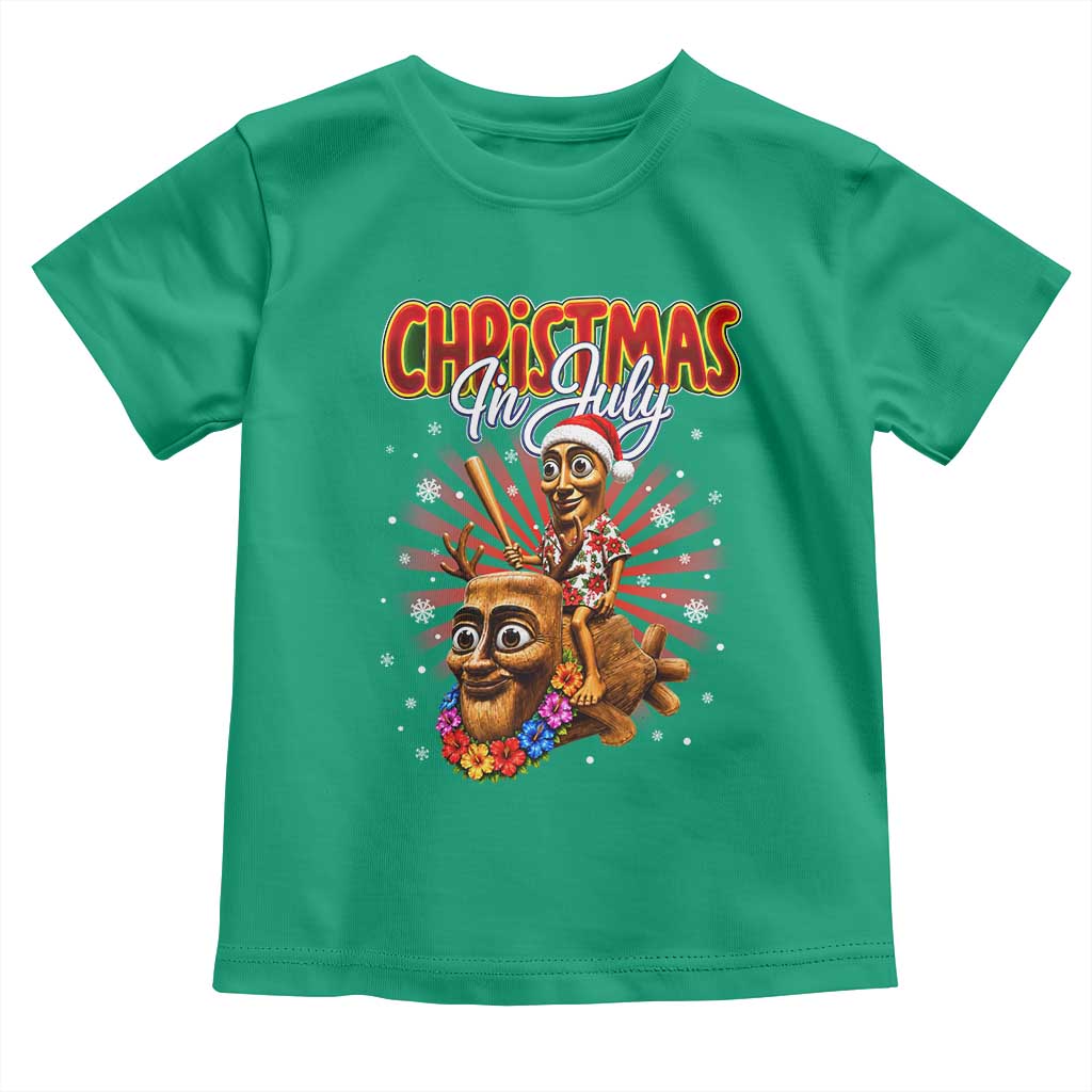 Christmas In July Tung Tung Tung TTT Sahur Cursed Meme Toddler T Shirt Funny Ironic Tropical Summer Hawaiian Holiday Surreal
