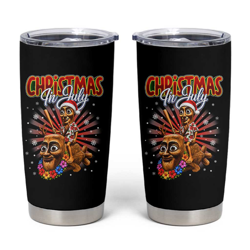Christmas In July Tung Tung Tung TTT Sahur Cursed Meme Tumbler Cup Funny Ironic Tropical Summer Hawaiian Holiday Surreal
