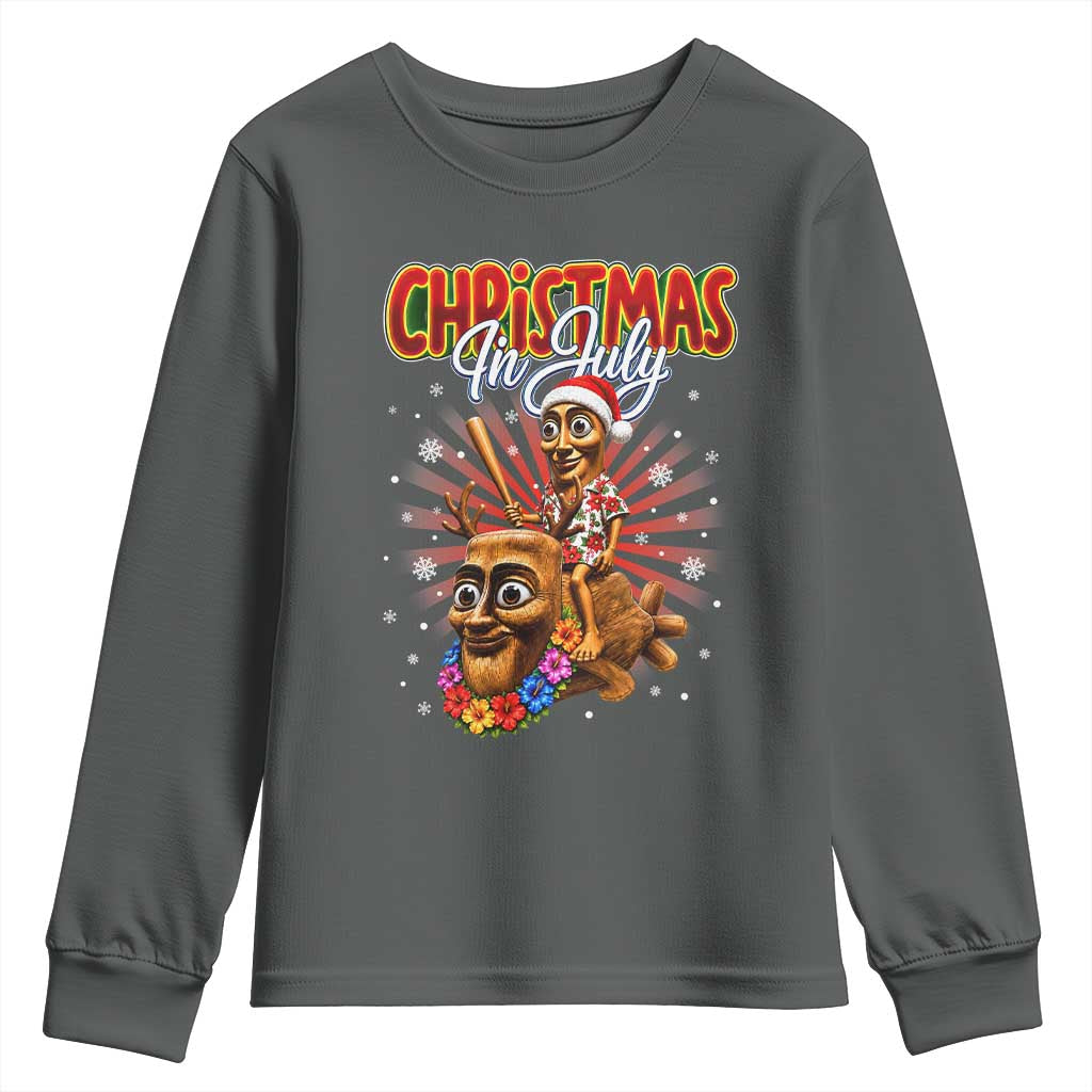 Christmas In July Tung Tung Tung TTT Sahur Cursed Meme Youth Sweatshirt Funny Ironic Tropical Summer Hawaiian Holiday Surreal