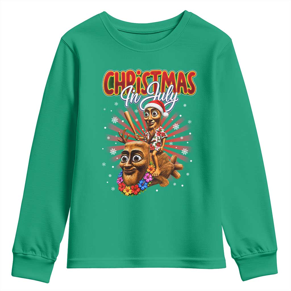 Christmas In July Tung Tung Tung TTT Sahur Cursed Meme Youth Sweatshirt Funny Ironic Tropical Summer Hawaiian Holiday Surreal