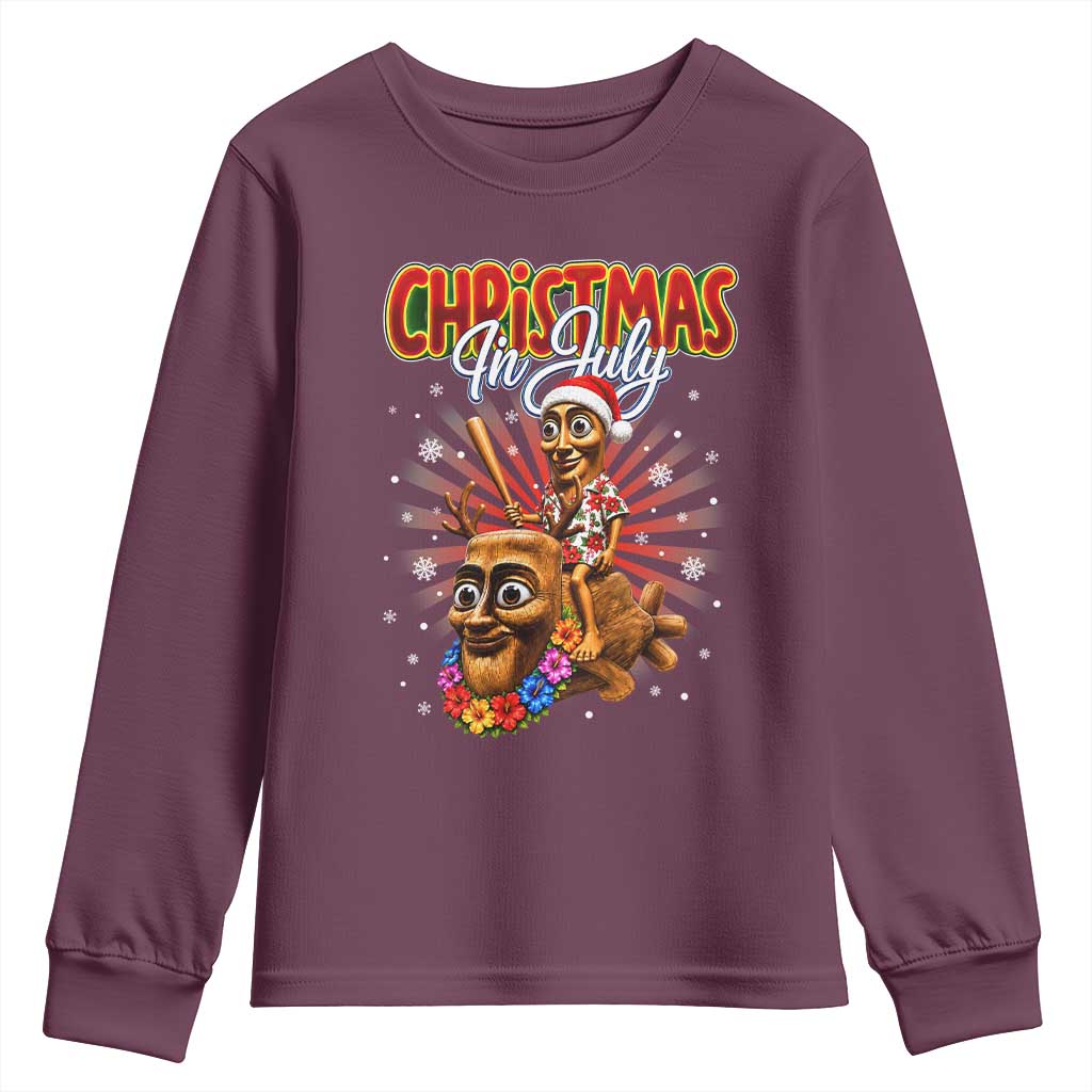 Christmas In July Tung Tung Tung TTT Sahur Cursed Meme Youth Sweatshirt Funny Ironic Tropical Summer Hawaiian Holiday Surreal