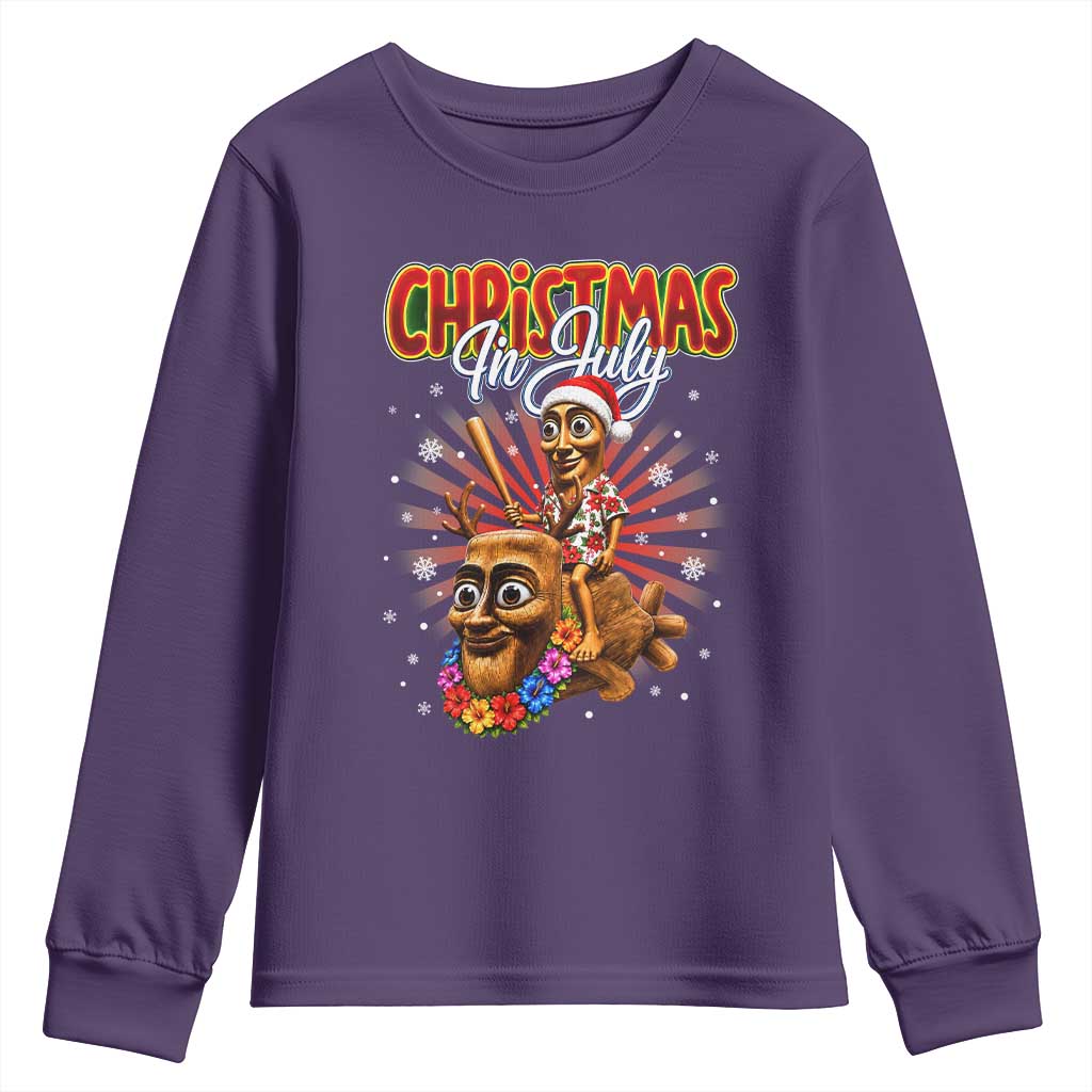 Christmas In July Tung Tung Tung TTT Sahur Cursed Meme Youth Sweatshirt Funny Ironic Tropical Summer Hawaiian Holiday Surreal